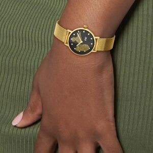 Montre Femme G97 Carte Guadeloupe Dorée Cadran Noir 30mm Brac Mesh Doré 14mm 3ATM