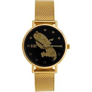 Montre Femme G97 Carte Martinique Dorée Cadran Noir 30mm Brac Mesh Doré 14mm 3ATM