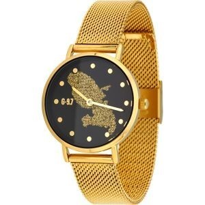 Montre Femme G97 Carte Martinique Dorée Cadran Noir 30mm Brac Mesh Doré 14mm 3ATM