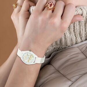 Montre Femme G97 Carte Martinique Dorée Cadran Blanc 36mm Brac Silicone Blanc 15.5mm 3ATM