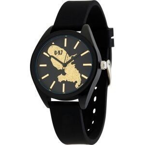 Montre Unisexe G97 Carte Martinique Dorée Cadran Noir 36mm Brac Silicone Noir 15.5mm 3ATM