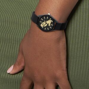 Montre Unisexe G97 Carte Martinique Dorée Cadran Noir 36mm Brac Silicone Noir 15.5mm 3ATM