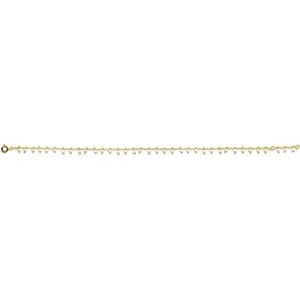 Chaîne Cheville Plaqué Or Email Blanc 2.5mm Chaîne 1.3mm 23  à 25cm