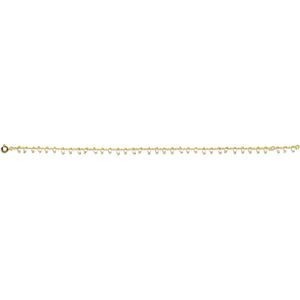 Chaîne Cheville Plaqué Or Email Blanc 2.5mm Chaîne 1.3mm 23  à 25cm