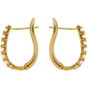 Créoles Plaqué Or Ovales Zirconium 2mm Serti Griffes 16*20mm Tube 3mm