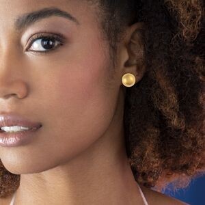 Boucles D'oreilles Acier Jaune Bouton 14mm