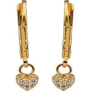 Boucles D'oreilles Plaqué Or Cœur Zirconium 5mm Pendant 22mmm