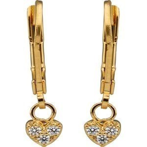 Boucles D'oreilles Plaqué Or Cœur Zirconium 5mm Pendant 22mmm