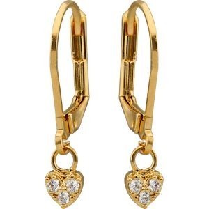 Boucles D'oreilles Plaqué Or Cœur Zirconium 5mm Pendant 22mmm