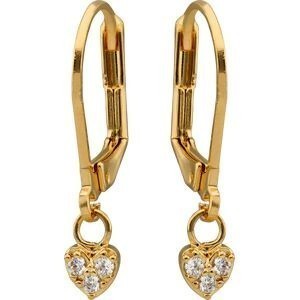 Boucles D'oreilles Plaqué Or Cœur Zirconium 5mm Pendant 22mmm