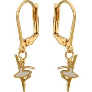 Boucles D'oreilles Plaqué Or Danseuse Email Rose Poudré 8*16mm Pendant 30mm