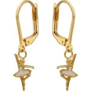 Boucles D'oreilles Plaqué Or Danseuse Email Rose Poudré 8*16mm Pendant 30mm