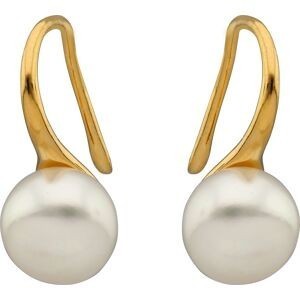 Boucles D'oreilles Plaqué Or Perle Culture Bouton 8mm Pendant 15mm