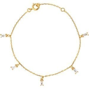 Bracelet Plaqué Or Pampilles Zirconium 2*4mm Chaîne 1.2mm 16 à 18cm