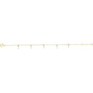 Bracelet Plaqué Or Pampilles Zirconium 2*4mm Chaîne 1.2mm 16 à 18cm