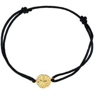 Bracelet Plaqué Or Dollar Des Sables 10mm Cordon Noir 18cm