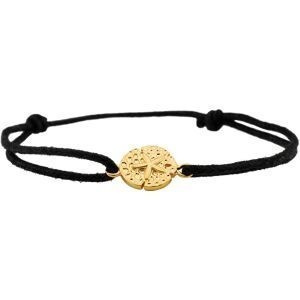 Bracelet Plaqué Or Dollar Des Sables 10mm Cordon Noir 18cm