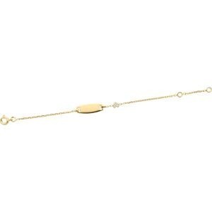 Bracelet Identité Plaqué Or Chaîne Forçat Diamanté 1.5mm Plaque 7*19mm 13 à 15cm