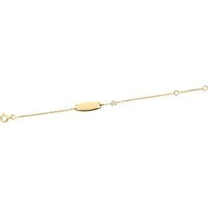 Bracelet Identité Plaqué Or Chaîne Forçat Diamanté 1.5mm Plaque 7*19mm 13 à 15cm