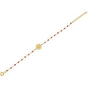 Bracelet Plaqué Or DollarDesSables 10mm Email Corail 2mm Chaîne 1.5mm 15 à 18cm