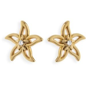 Boucles D'oreilles Carambole Zirconium 12mm Plaqué Or