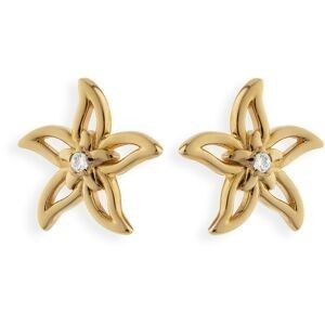 Boucles D'oreilles Carambole Zirconium 12mm Plaqué Or