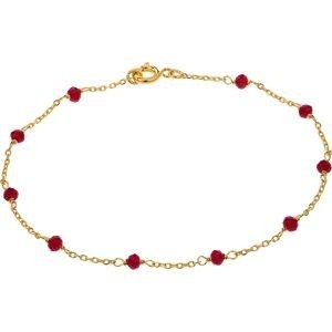 Bracelet Plaqué Or Cristral Grenat 3mm Chaîne Forçat 1.2mm 19cm