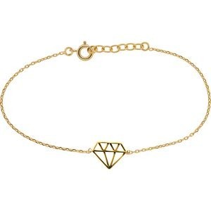 Bracelet Plaqué Or Forme Diamant 13*10mm Chaîne 1.3mm 17 à 19cm