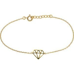 Bracelet Plaqué Or Forme Diamant 13*10mm Chaîne 1.3mm 17 à 19cm