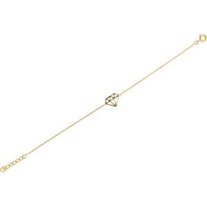 Bracelet Plaqué Or Forme Diamant 13*10mm Chaîne 1.3mm 17 à 19cm