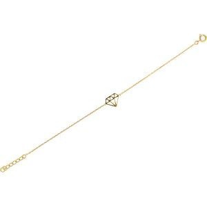 Bracelet Plaqué Or Forme Diamant 13*10mm Chaîne 1.3mm 17 à 19cm