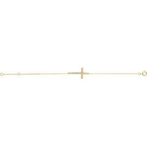 Bracelet Plaqué Or Croix Zirconium 14*25mm Chaîne Forçat 1.3mm 16 à 18cm