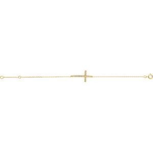 Bracelet Plaqué Or Croix Zirconium 14*25mm Chaîne Forçat 1.3mm 16 à 18cm