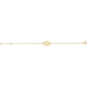 Bracelet Plaqué Or Feuille 10*18mm Chaîne Forçat 1.2mm 16 à 18cm
