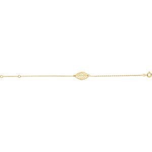 Bracelet Plaqué Or Feuille 10*18mm Chaîne Forçat 1.2mm 16 à 18cm