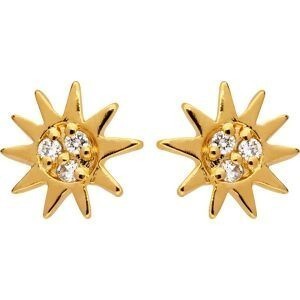 Boucles D'oreilles Plaqué Or Soleil Zirconium 8mm