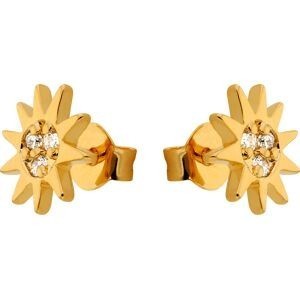 Boucles D'oreilles Plaqué Or Soleil Zirconium 8mm