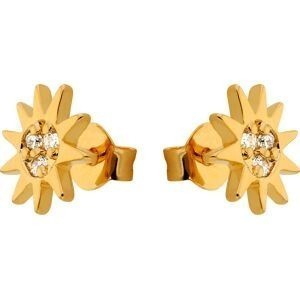Boucles D'oreilles Plaqué Or Soleil Zirconium 8mm