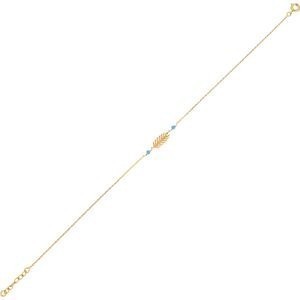 Chaîne Cheville PlaquéOr Feuille7*15mm Email Turquoise 2mm Chaîne1.3mm 25 à 27cm