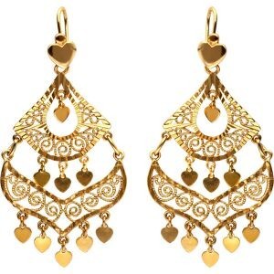 Boucles D'oreilles Plaqué Or Savoyardes Diamantés 31mm Pendant 70mm