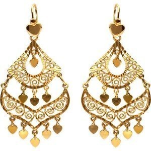 Boucles D'oreilles Plaqué Or Savoyardes Diamantés 31mm Pendant 70mm