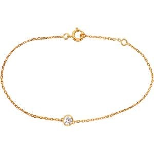 Bracelet Plaqué Or Zirconium Serti Clos 4mm Chaîne Forçat 1.2mm 16 à 18cm