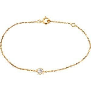 Bracelet Plaqué Or Zirconium Serti Clos 4mm Chaîne Forçat 1.2mm 16 à 18cm