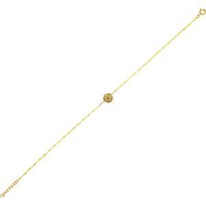 Chaîne Cheville Plaqué Or Dollar Des Sables 10mm Vert Fluo1.7mm Chaîne1.5mm 25 à 27cm