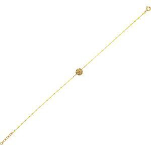 Chaîne Cheville Plaqué Or Dollar Des Sables 10mm Vert Fluo1.7mm Chaîne1.5mm 25 à 27cm