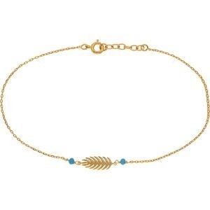 Chaîne Cheville Plaqué Or Feuille7*15mm Email Turquoise 2mm Chaîne1.3mm 23 à 25cm