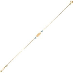 Chaîne Cheville Plaqué Or Feuille7*15mm Email Turquoise 2mm Chaîne1.3mm 23 à 25cm