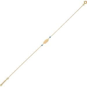 Chaîne Cheville Plaqué Or Feuille7*15mm Email Turquoise 2mm Chaîne1.3mm 23 à 25cm