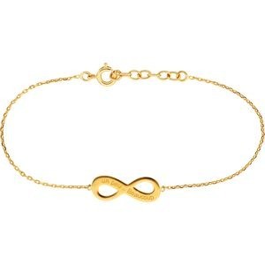 Bracelet Plaqué Or Infini 8*20mm Gravé Un Peu Beaucoup Chaîne 1.3mm 17 à 19cm