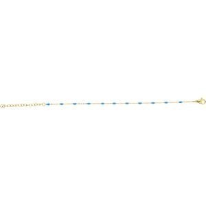 Bracelet Acier Jaune Olives Email Turquoise 2mm Chaîne 1.2mm 16 à 20cm